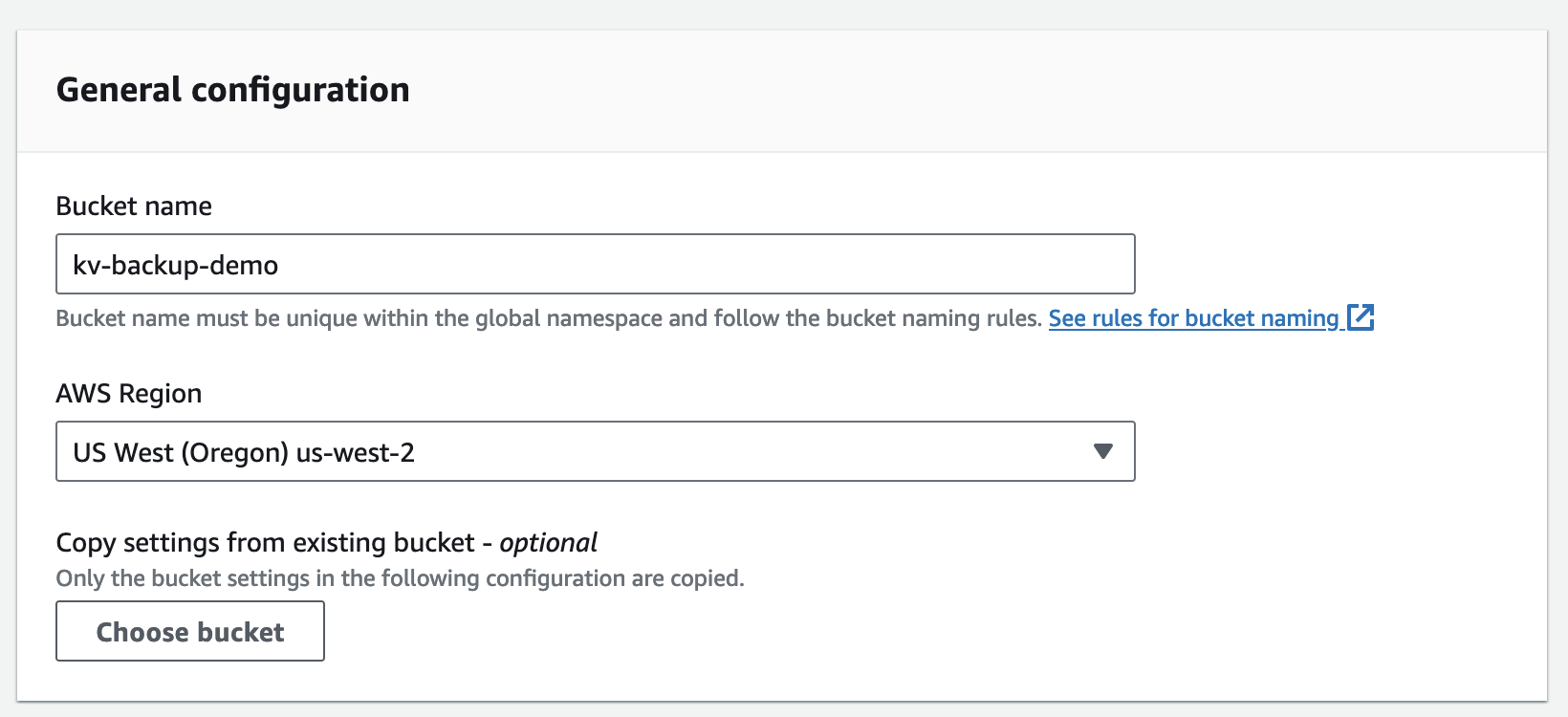 create backup bucket