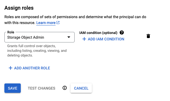 grant storage object admin